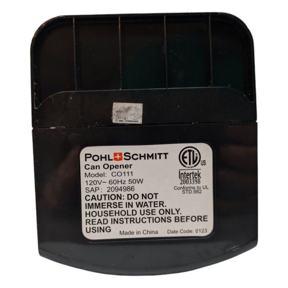Pohl Schmitt Electric Can Opener CO111 Knife Sharpener Bottle Opener Black - Picture 5 of 15